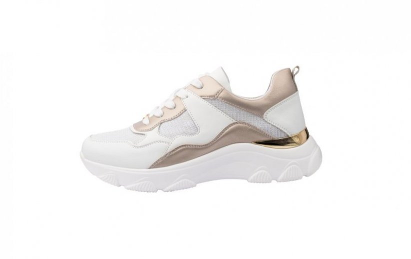 Dámské elegantní bílo-zlaté sneakersy - Barva: Bílá, Velikost: 41